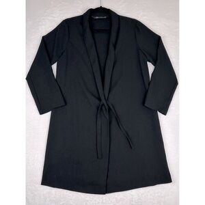 Zara Womens Jacket Dress Long Sleeve Black Tie Strap Size Small
